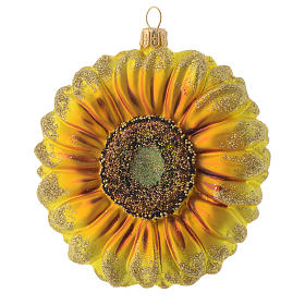 Blown glass Christmas ornament, sunflower.