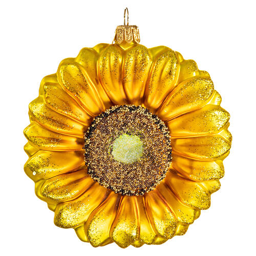 Blown glass Christmas ornament, sunflower. 1