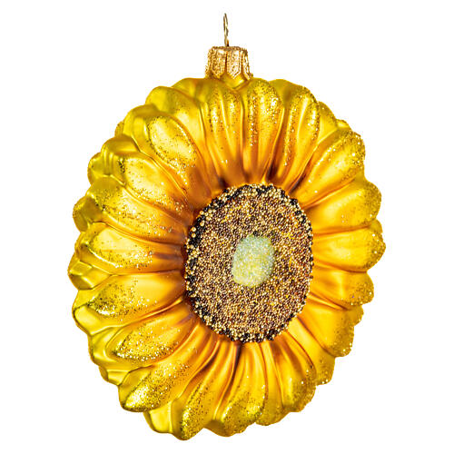 Blown glass Christmas ornament, sunflower. 4