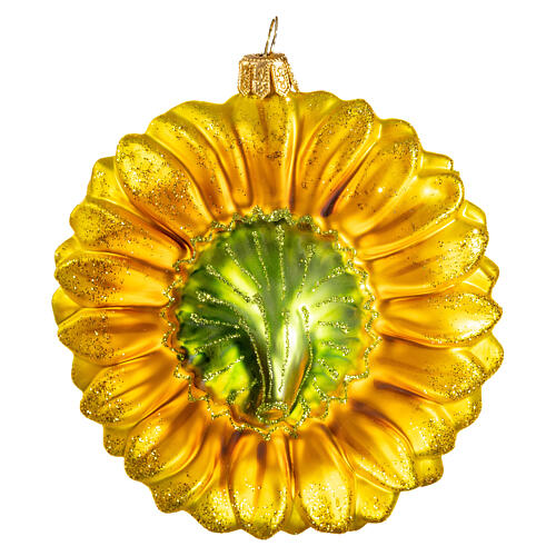 Blown glass Christmas ornament, sunflower. 5
