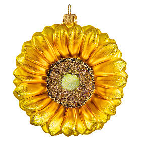 Blown glass Christmas ornament, sunflower