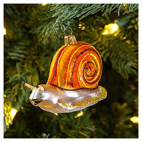 Blown glass Christmas ornament, snail.