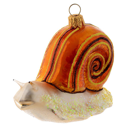 Blown glass Christmas ornament, snail 1