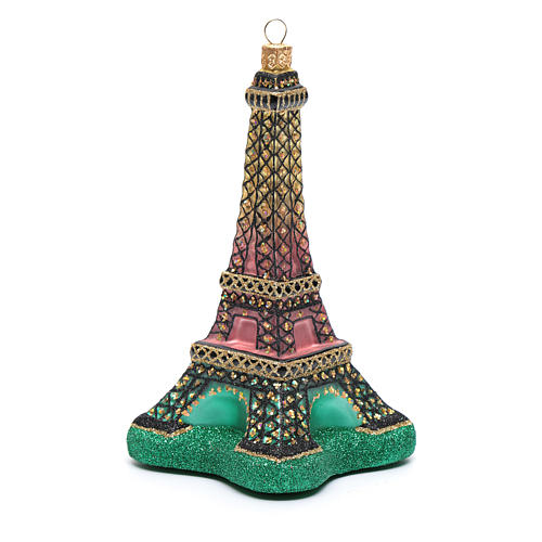 Blown glass Christmas ornament, Eiffel Tower 4