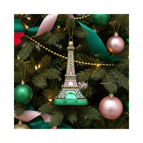 Torre Eiffel adorno vidrio soplado Árbol de Navidad 2
