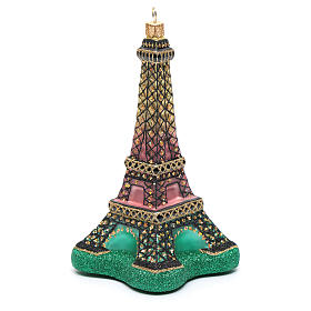 Décoration verre soufflé sapin Noël Tour Eiffel