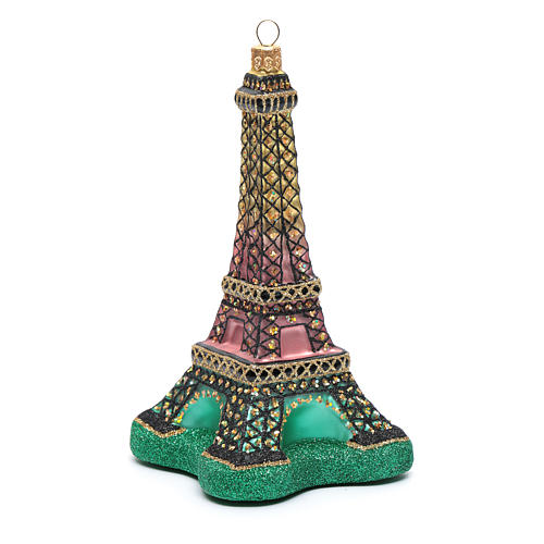 Blown glass Christmas ornament, Eiffel Tower 3
