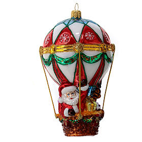 Weihnachstmann im Heißluftballon, Weihnachtsbaumschmuck aus mundgeblasenem Glas