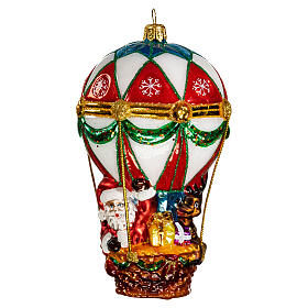 Papá Noel en aeróstato adorno vidrio soplado Árbol de Navidad