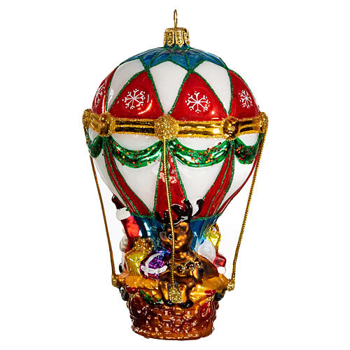 Papá Noel en aeróstato adorno vidrio soplado Árbol de Navidad 6