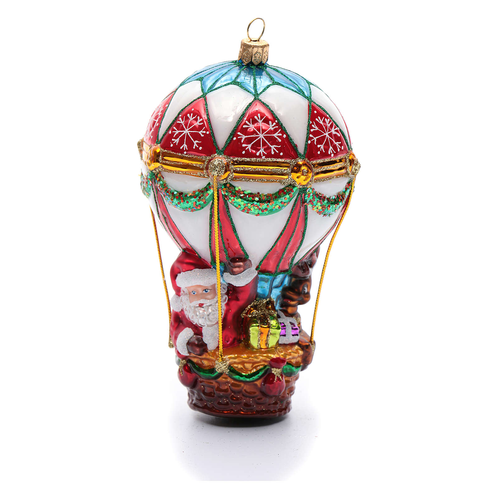 Blown Glass Christmas Ornament Santa Claus On Hot Air Online Sales 