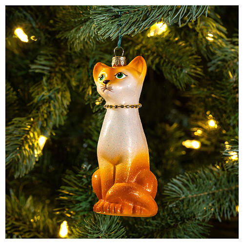 Décorations De Noël En Forme De Chat - Boules En Plastique Acrylique 3D, Avec Paillettes Et Flocons De Neige