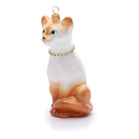 Blown glass ornaments: Blown glass Christmas ornament, oriental shorthair cat