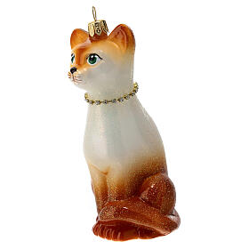 Blown glass Christmas ornament, oriental shorthair cat