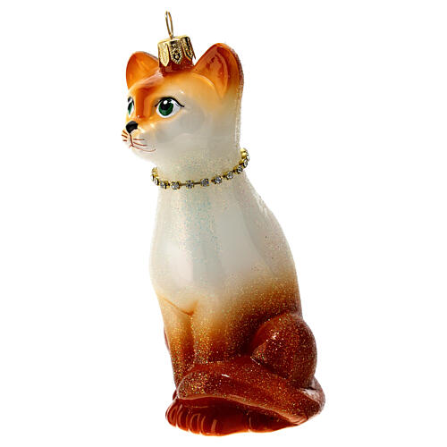Blown glass Christmas ornament, oriental shorthair cat 3
