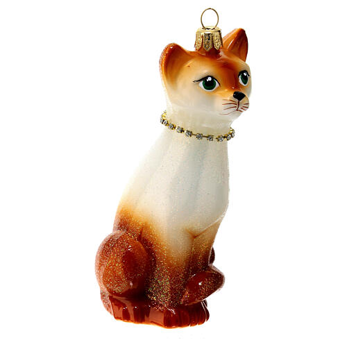 Blown glass Christmas ornament, oriental shorthair cat 4