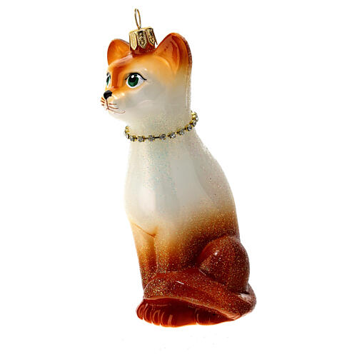 Blown glass Christmas ornament, oriental shorthair cat 6