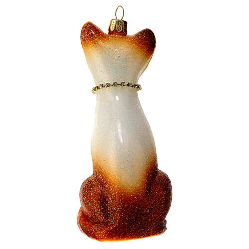 Blown glass Christmas ornament, oriental shorthair cat 7