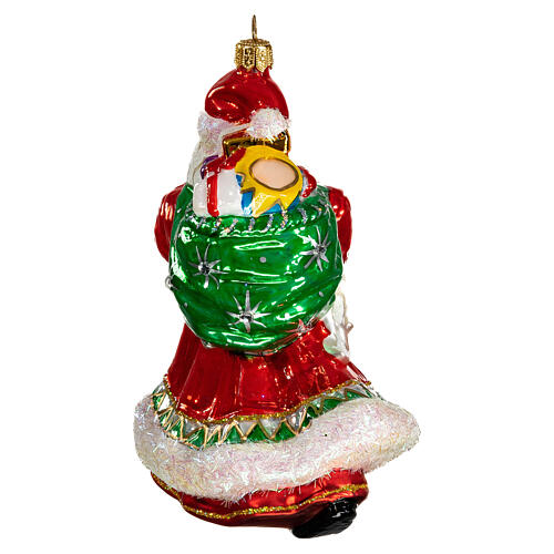 Blown glass Christmas ornament, Santa Claus with gifts 5