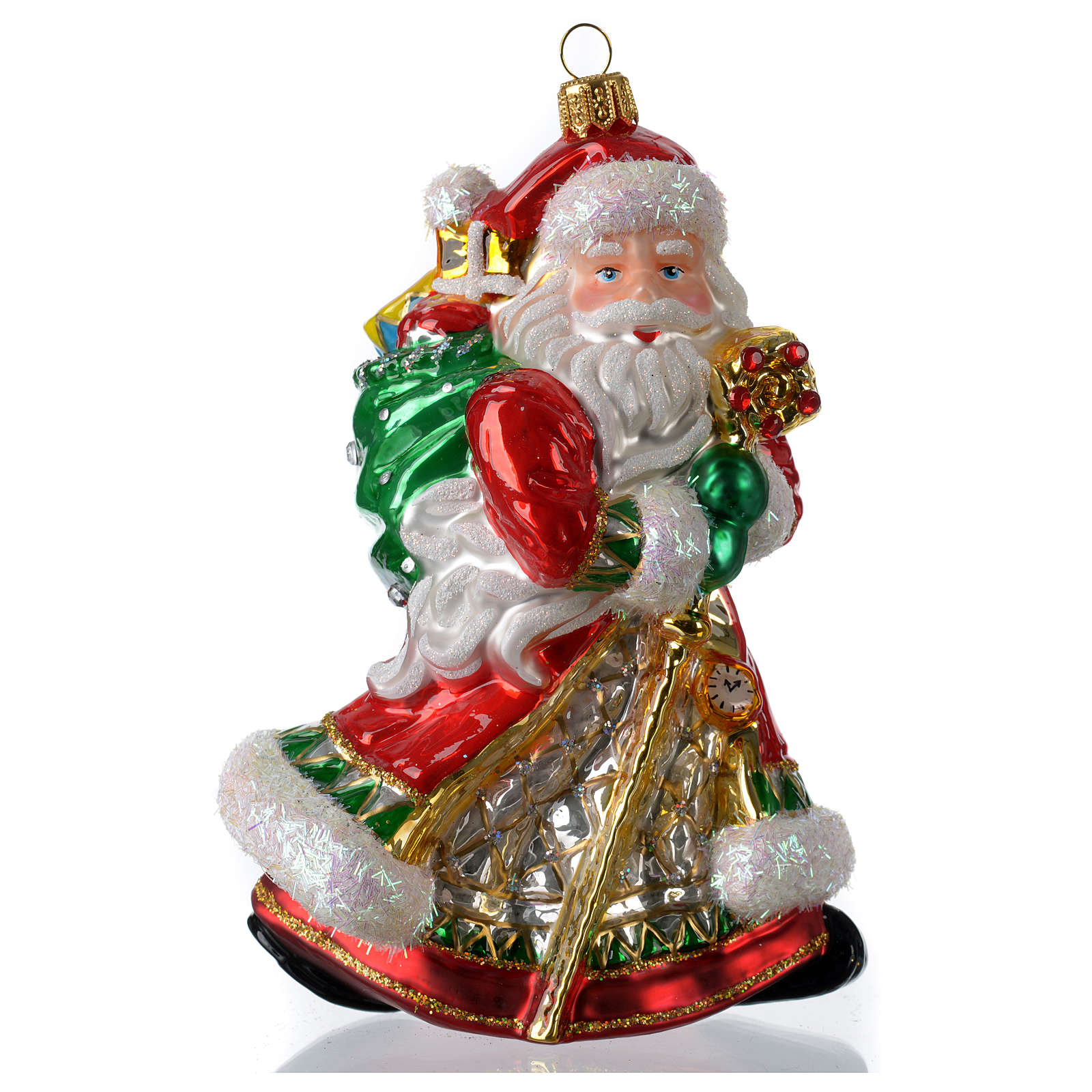 American Flag Santa Miss Christmas 2021 Collection Festive Santa 7.5-Inch Blown Glass Christmas Tree Ornament 
