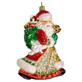 Blown glass Christmas ornament, Santa Claus with gifts