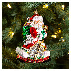 Blown glass Christmas ornament, Santa Claus with gifts