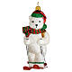 Blown glass Christmas ornament, polar bear on ski s1