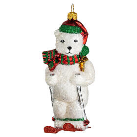 Orso polare con sci addobbo vetro soffiato Albero Natale