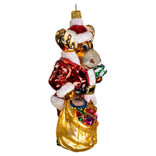 Rentier mit Geschenken, Weihnachtsbaumschmuck aus mundgeblasenem Glas 4