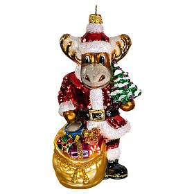 Renna con doni addobbo vetro soffiato Albero Natale