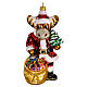 Blown glass Christmas ornament, reindeer with gifts s1