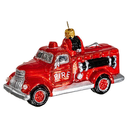 Feuerwehrwagen, Weihnachtsbaumschmuck aus mundgeblasenem Glas 3