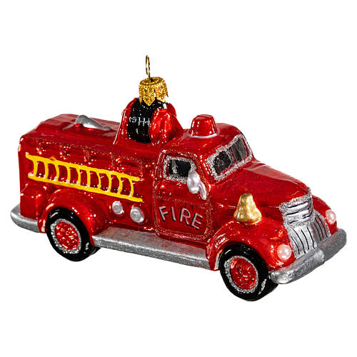 Feuerwehrwagen, Weihnachtsbaumschmuck aus mundgeblasenem Glas 5
