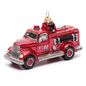 Adornos de vidrio soplado para Árbol de Navidad: Camión de Bomberos adorno vidrio soplado para Árbol de Navidad