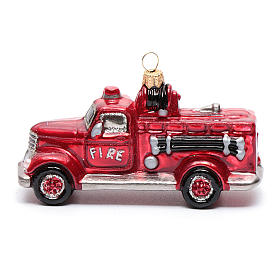 Adornos de vidrio soplado para Árbol de Navidad: Camión de Bomberos adorno vidrio soplado para Árbol de Navidad