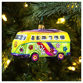 Blown glass Christmas ornament, firetruck