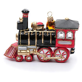 Blown glass Christmas ornament, locomotive