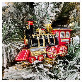 Blown glass Christmas ornament, locomotive
