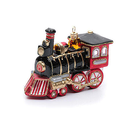 Blown glass Christmas ornament, locomotive 3