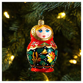 Muñeca Rusa adorno vidrio soplado para Árbol de Navidad