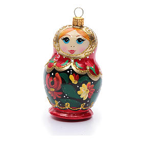 Décoration sapin verre soufflé poupée russe
