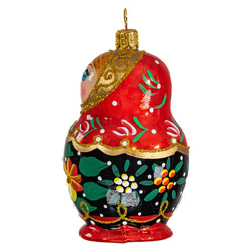 Boneca russa enfeite vidro soprado árvore Natal 4