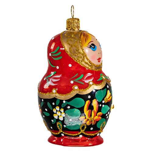 Boneca russa enfeite vidro soprado árvore Natal 5