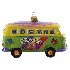 Blown glass ornaments: Blown glass Christmas ornament, hippie minivan