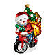 Blown glass Christmas ornament, snowman with gifts s3