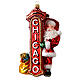 Blown glass Christmas ornament, Santa Claus in Chicago s1