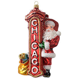 Décoration sapin verre soufflé Père Noël à Chicago