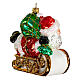 Blown glass Christmas ornament, Santa Claus with sled s4
