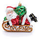 Blown glass Christmas ornament, Santa Claus with sled s1