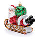 Blown glass Christmas ornament, Santa Claus with sled s2
